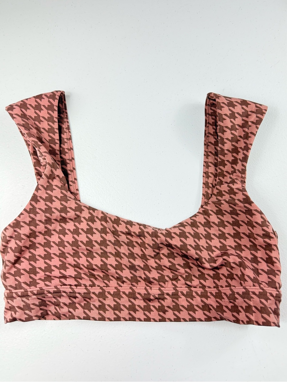 Offline aerie Houndstooth Print Supportive Bralette in Rose Pink